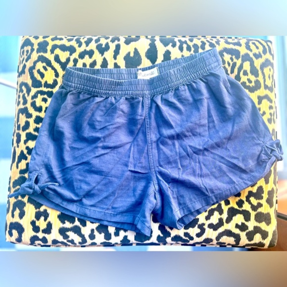 Madewell Navy Women's Athletic Shorts with Side bows Elastic Waistband
